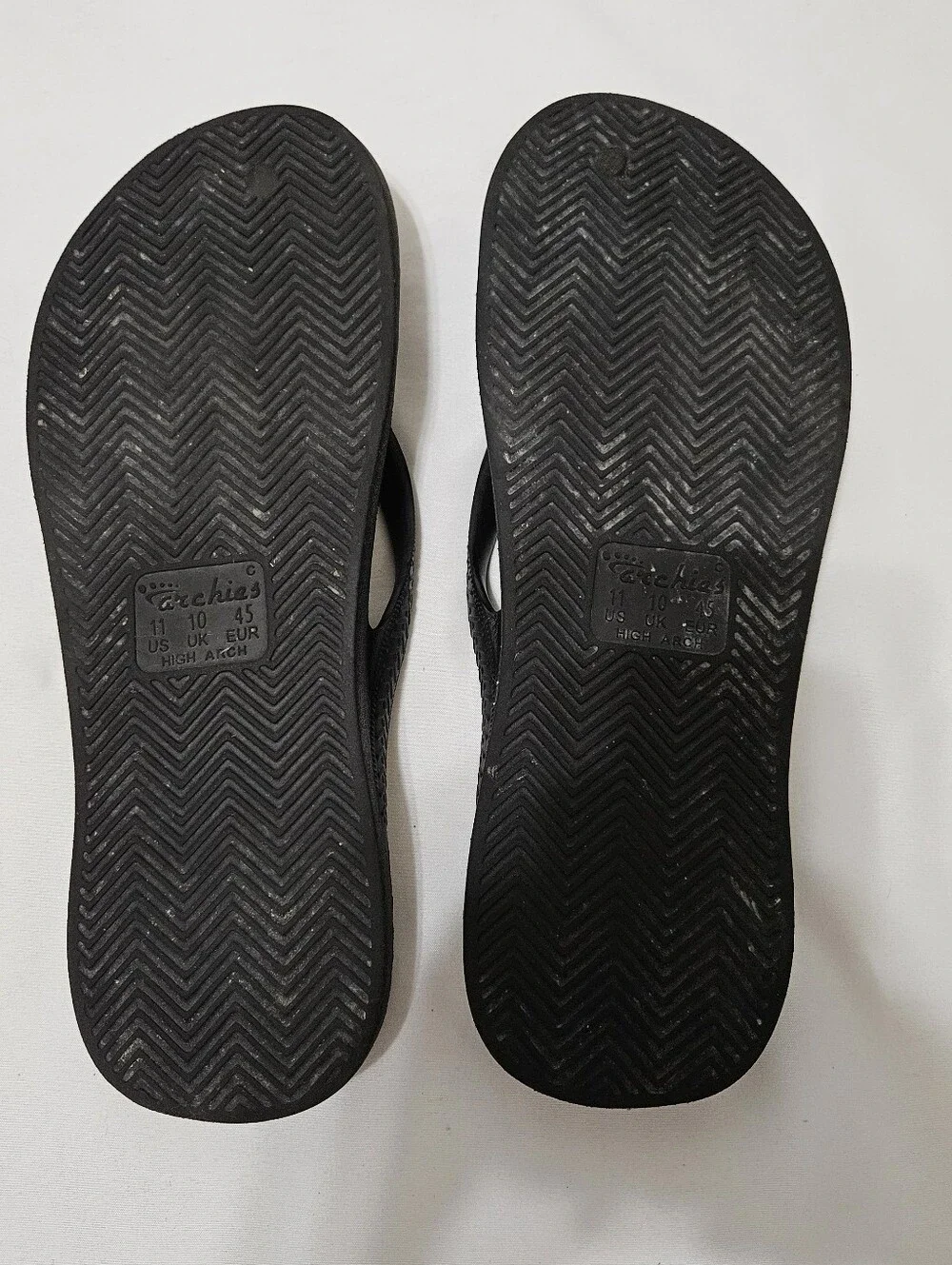 Archies Arch Support Flip Flops Mens 11 Black Orthotic Thong Sandals Footwear